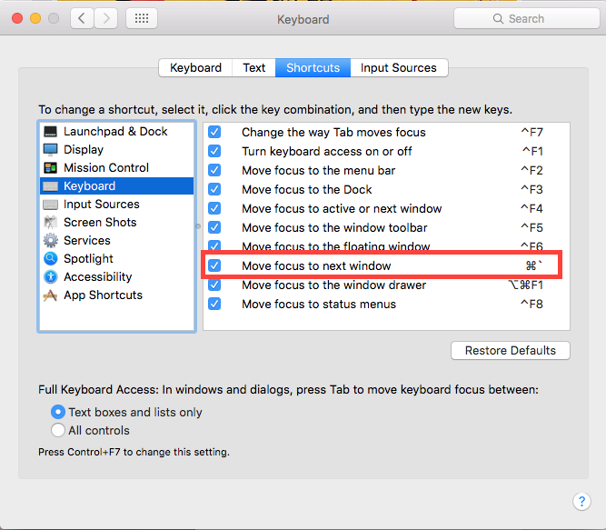 mac keyboard shortcut for switching windows